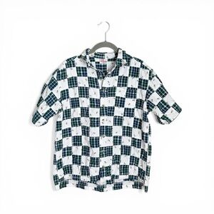 Vintage 90s The Disney Store Mickey Mouse Patchwork Plaid Shirt Size L